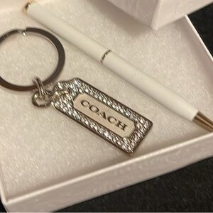 Coach Silver Keychain with White Pen